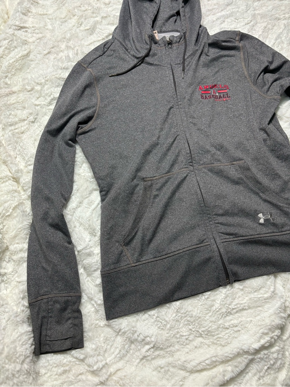 Under Armour Los Angeles Angels MLB Hooded Zip Coldgear Sweatshirt Large Jacket - Picture 3 of 10